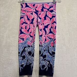 Lilly Pulitzer Luxletic Jolena Weekender Cropped Leggings Wild Child Zebra Small